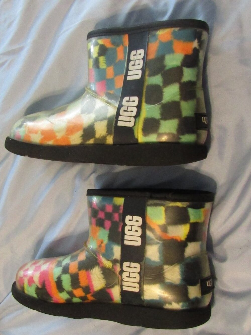 UGG CLASSIC CLEAR MINI CHECKS MULTI COLORED BOOTS Pre-owned condition
